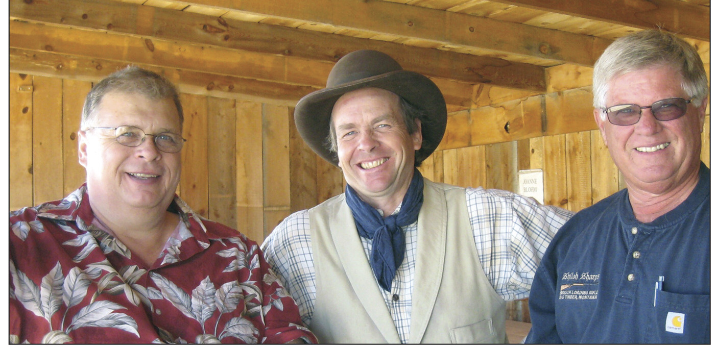 Mike visiting with Steve Garbe (center) and their mutual friend from Texas Bob Glodt, during a recent national championship at Raton, New Mexico.